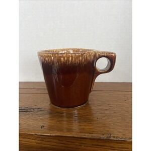 Vintage Hull USA Brown Glazed Coffee Mug O Ring Handle MCM 1970's